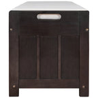 Upholstered Storage Ottoman Bench with 3 Shutter-Shaped Doors Cabinet