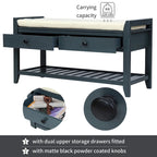 Shoe Rack with Cushioned Seat and Drawers, Multipurpose Entryway Storage Bench