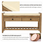 Shoe Rack with Cushioned Seat and Drawers, Multipurpose Entryway Storage Bench