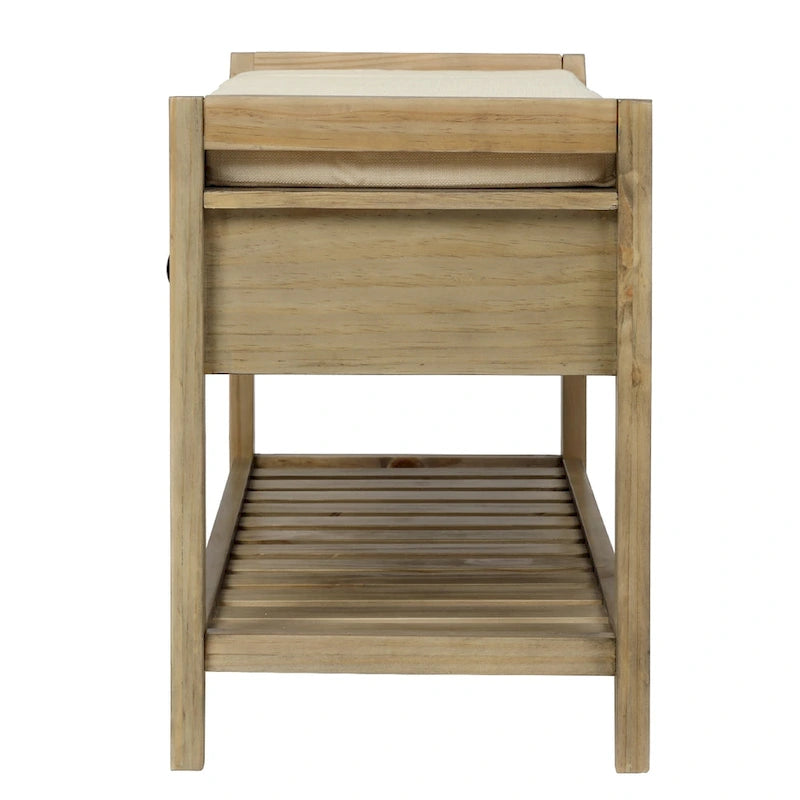 Shoe Rack with Cushioned Seat and Drawers, Multipurpose Entryway Storage Bench
