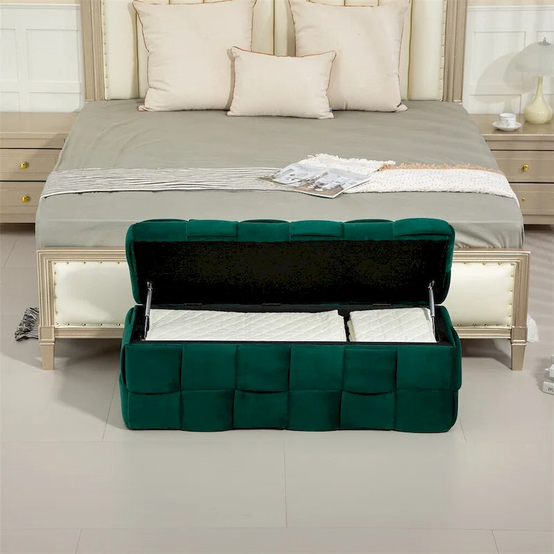 Storage Ottoman,Bedroom End Bench,Upholstered Fabric Storage Ottoman