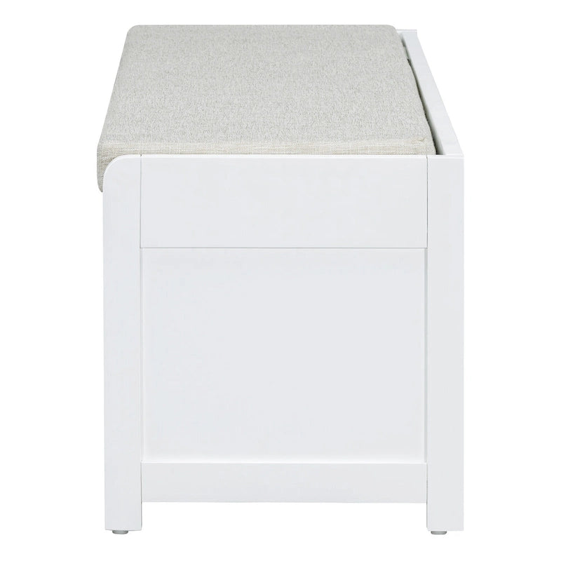Distressed Shutter Storage Bench with Acacia Veneer for Retro Charm for Living Room, Entryway