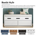 Rustic Storage Bench with 2 Drawers,Hidden Storage Space,Shoe Bench
