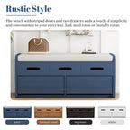Rustic Storage Bench with 2 Drawers,Hidden Storage Space,Shoe Bench