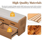 Rustic Storage Bench with 2 Drawers,Hidden Storage Space,Shoe Bench