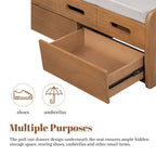 Rustic Storage Bench with 2 Drawers,Hidden Storage Space,Shoe Bench