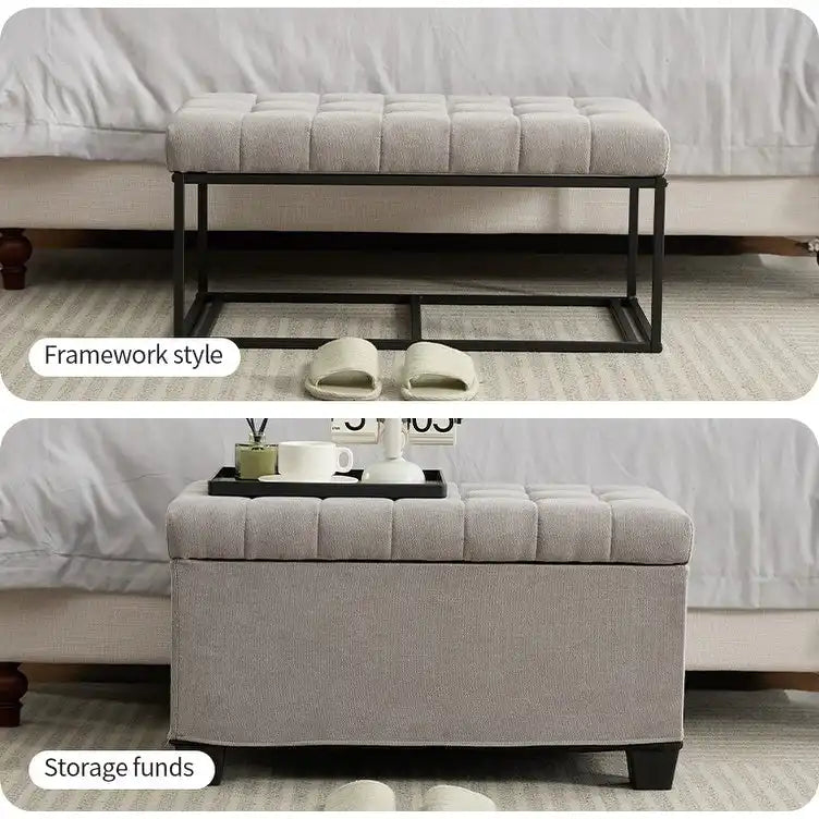 Storage Ottoman Bench, Foot Rest with Legs, 16 x 30 x 16.1 Inches, End of Bed Bench, Storage Chest, Load up to 660 lb