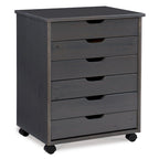 25.25 Gray Wide Rolling Storage Cabinet with 6 Drawer