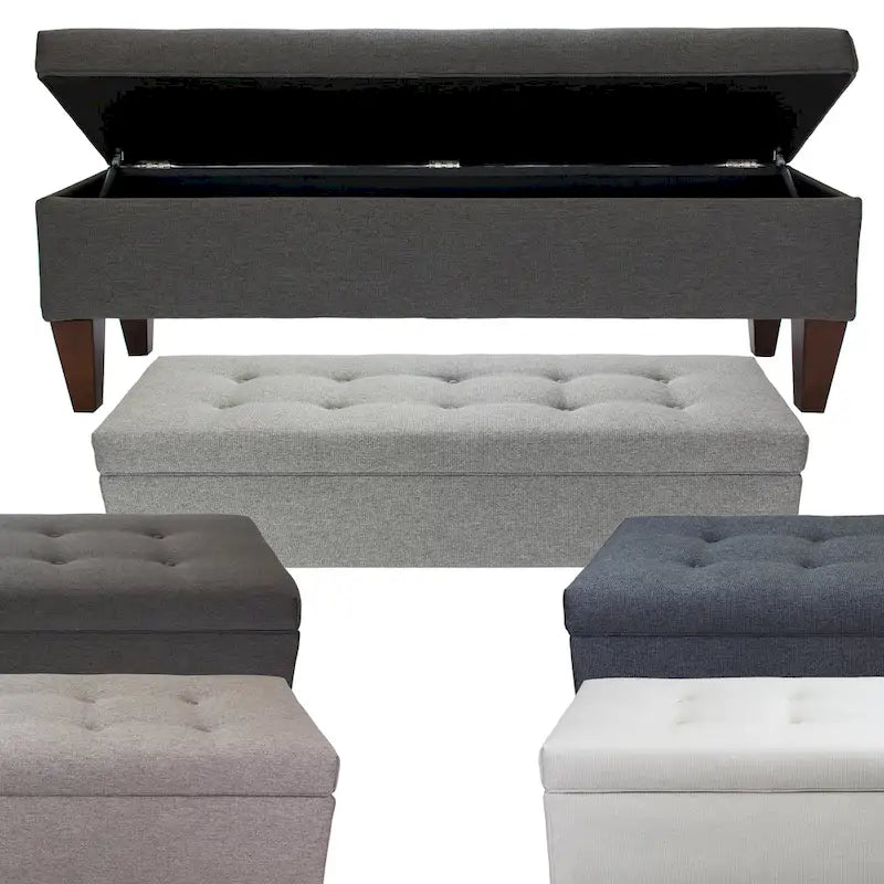 Brooke Upholstered Button-tufted Wood Long Storage Bench