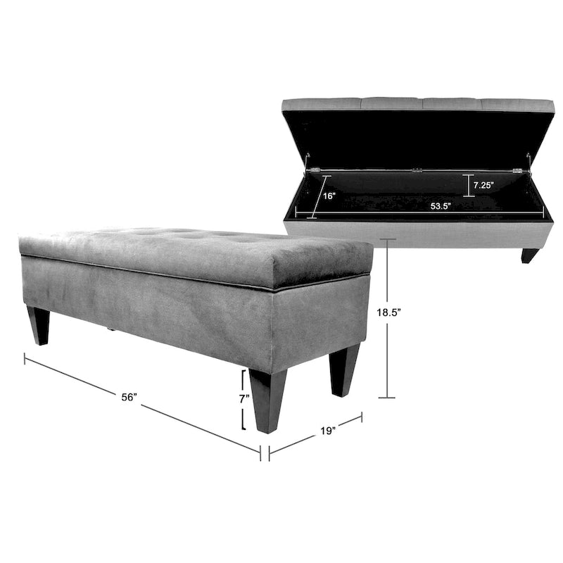 Brooke Upholstered Button-tufted Wood Long Storage Bench