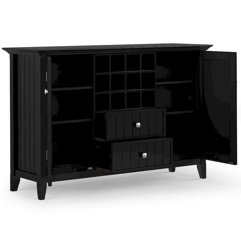 SOLID WOOD 54 Wide Transitional Sideboard Buffet & Wine Rack - 17 D x 54 W x 36 H