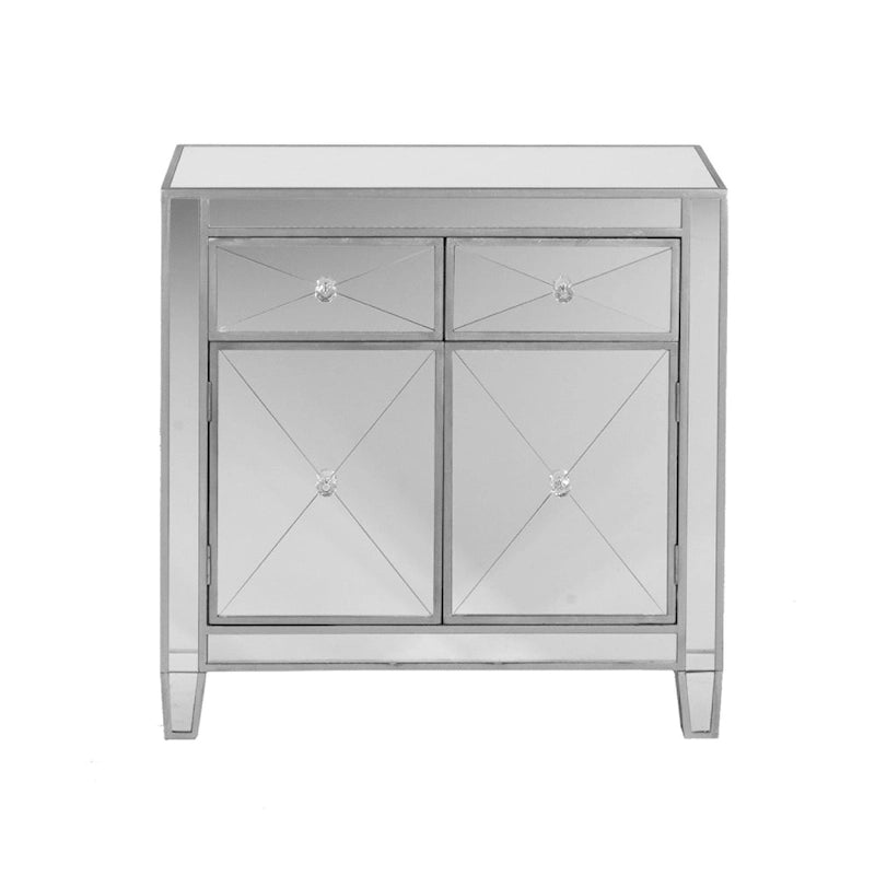 Glamorous Mirrored Bling Two Door Storage Accent Cabinet
