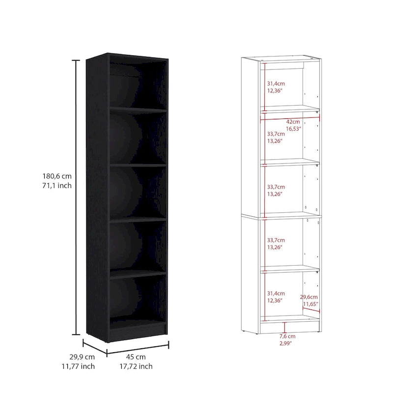 67 Wide 5-Shelf and Cabinet Bookcase Set of 3