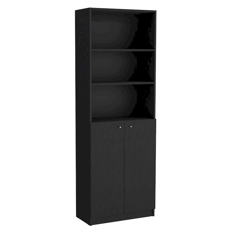 67 Wide 5-Shelf and Cabinet Bookcase Set of 3
