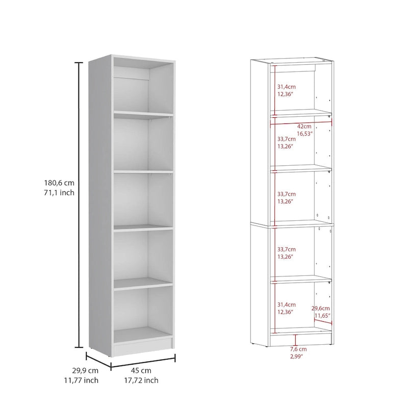 67 Wide 5-Shelf and Cabinet Bookcase Set of 3