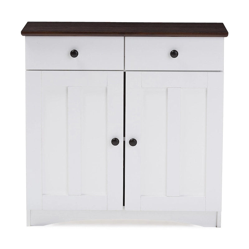 Traditional White Wood Kitchen Storage Cabinet by