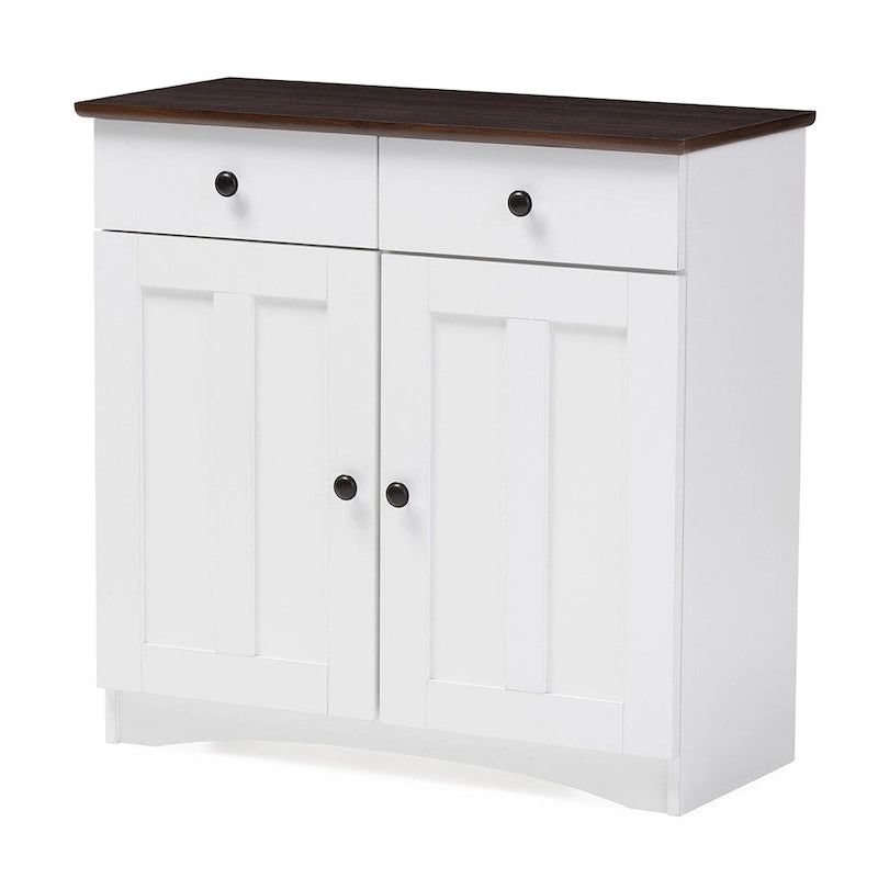 Traditional White Wood Kitchen Storage Cabinet by