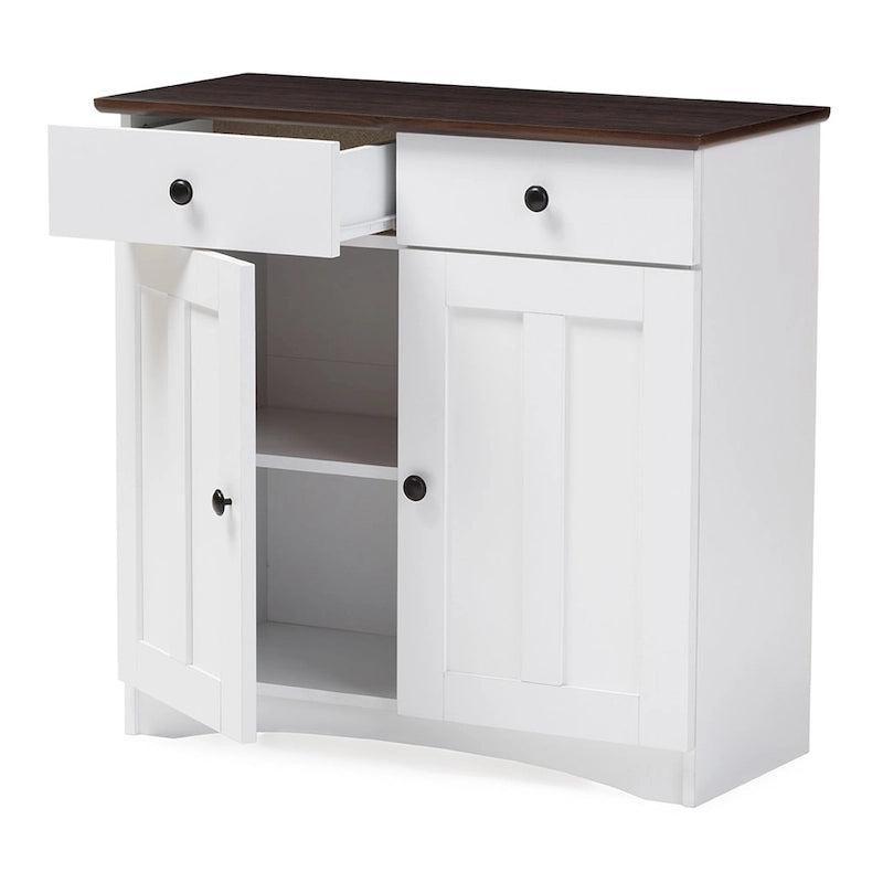 Traditional White Wood Kitchen Storage Cabinet by