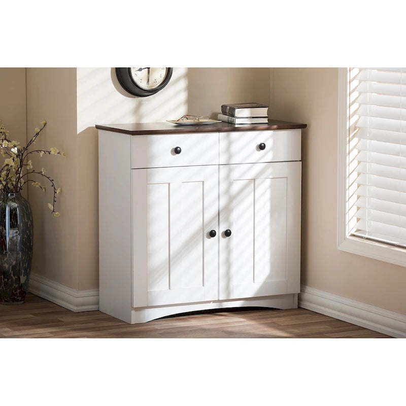 Traditional White Wood Kitchen Storage Cabinet by