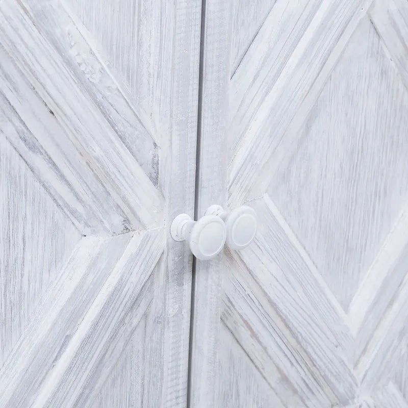 94 Reclaimed Pine White Washed Painted Carved Sideboard