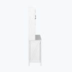 Large Kitchen Pantry Storage Cabinet with Glass Doors,Drawers & Open Shelves
