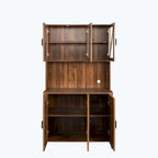 Large Kitchen Pantry Storage Cabinet with Glass Doors,Drawers & Open Shelves