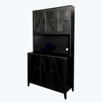 Large Kitchen Pantry Storage Cabinet with Glass Doors,Drawers & Open Shelves