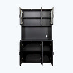 Large Kitchen Pantry Storage Cabinet with Glass Doors,Drawers & Open Shelves