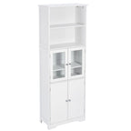 White Tall Bathroom Storage Cabinet with Shelves and Doors for Kitchen and Living Room - 23W x64H