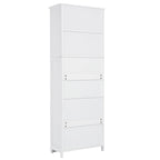 White Tall Bathroom Storage Cabinet with Shelves and Doors for Kitchen and Living Room - 23W x64H