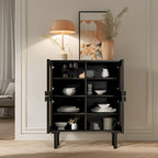 4-türiger Rattan-Gitter-Vorratschrank, Sideboard mit acht Ablagefächern