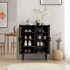 4-türiger Rattan-Gitter-Vorratschrank, Sideboard mit acht Ablagefächern