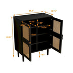 4-türiger Rattan-Gitter-Vorratschrank, Sideboard mit acht Ablagefächern
