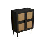 4-türiger Rattan-Gitter-Vorratschrank, Sideboard mit acht Ablagefächern