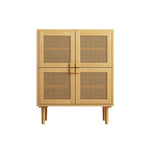 4-türiger Rattan-Gitter-Vorratschrank, Sideboard mit acht Ablagefächern