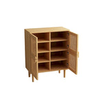 4-türiger Rattan-Gitter-Vorratschrank, Sideboard mit acht Ablagefächern