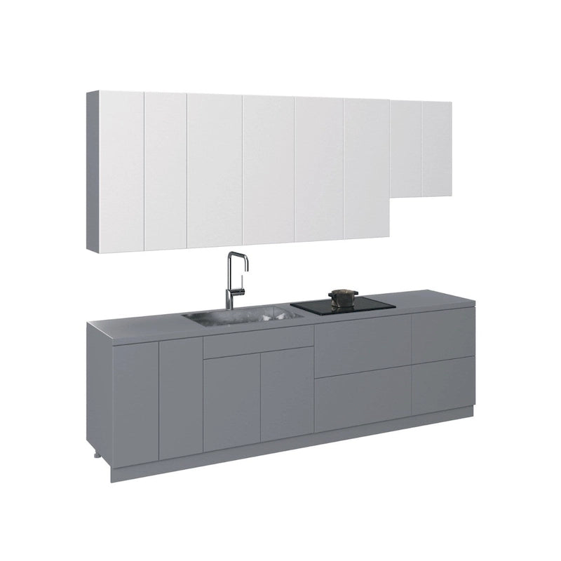Kitchen Gray & White Gloss Color Base Size 9.5Ft Wide - 114x24