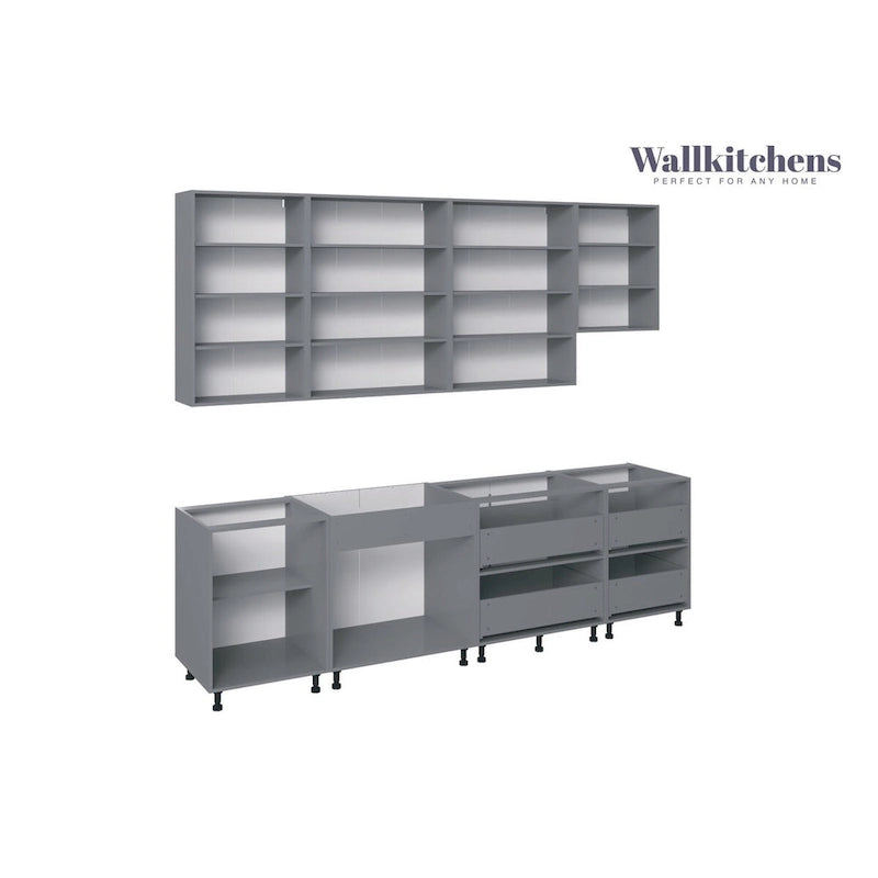 Kitchen Gray & White Gloss Color Base Size 9.5Ft Wide - 114x24