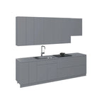 Küche Grau & Weiß Hochglanz Farbe Unterschränke Größe 2,90m Breit - 289,5x61