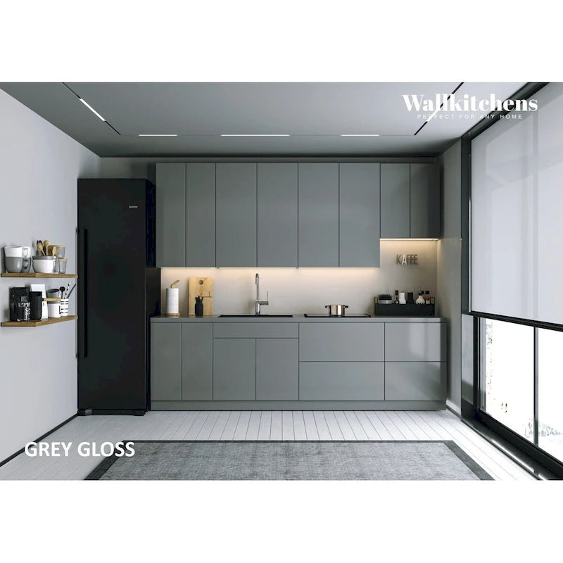 Kitchen Gray & White Gloss Color Base Size 9.5Ft Wide - 114x24