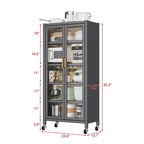 Open-Door Kitchen Shelving Floor-To-Ceiling Microwave Storage Cabinet