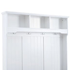 47.2 Garderobenbank mit Fensterläden-Türen, Kleiderständer, Kissen und 4 stabilen Haken