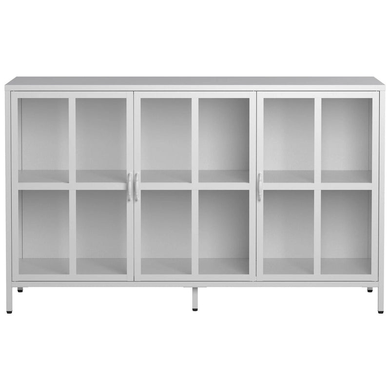 Sideboard Buffet Cabinet with Storage Steel Storage Cabinet ,Adjustable Feet,Glass Doors,Large Capacity Organizer