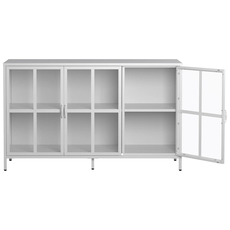 Sideboard Buffet Cabinet with Storage Steel Storage Cabinet ,Adjustable Feet,Glass Doors,Large Capacity Organizer