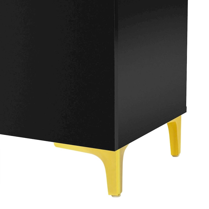 55 Sideboard Storage Cabinet with Adjustable Shelves, Glossy Finish