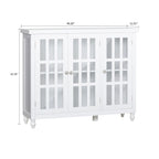 Stylish Minimalist Wooden Sideboard with Three Glass Cabinet Doors