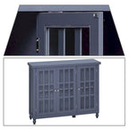 Stylish Minimalist Wooden Sideboard with Three Glass Cabinet Doors