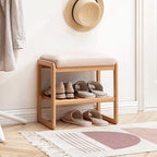Solid Wood Shoe Bench with High Rebound Sponge Cushion