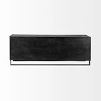 Braunes Massivholz mit schwarzem Metallgestell Sideboard mit 3 Schubladen und 2 Schranktüren – 82,0L x 20,0B x 30,0H