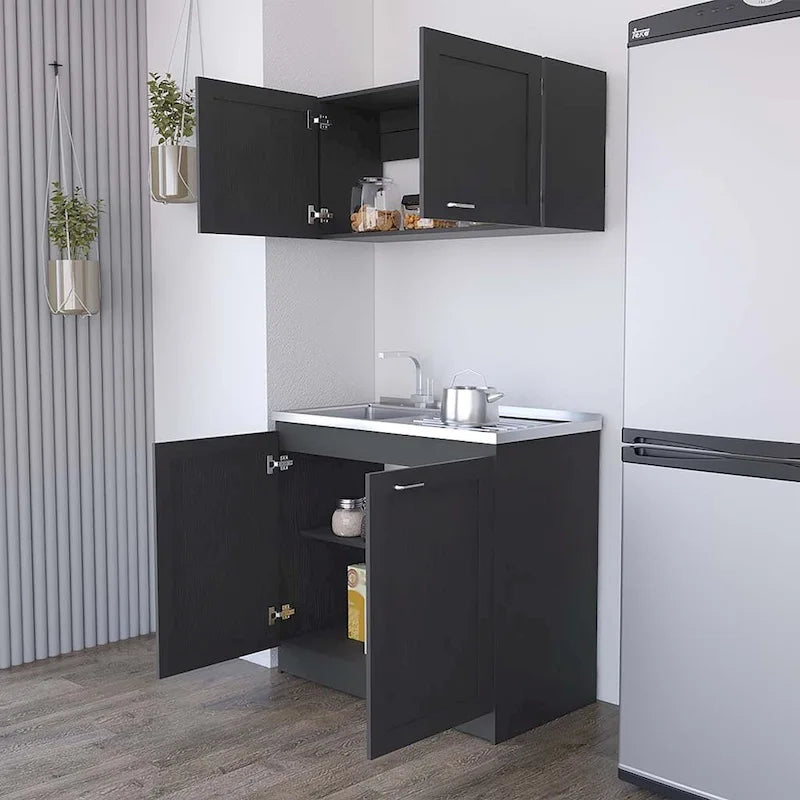 Cabinet Set, Garage, Black,30,8 H X 39,3 W X 20,4D